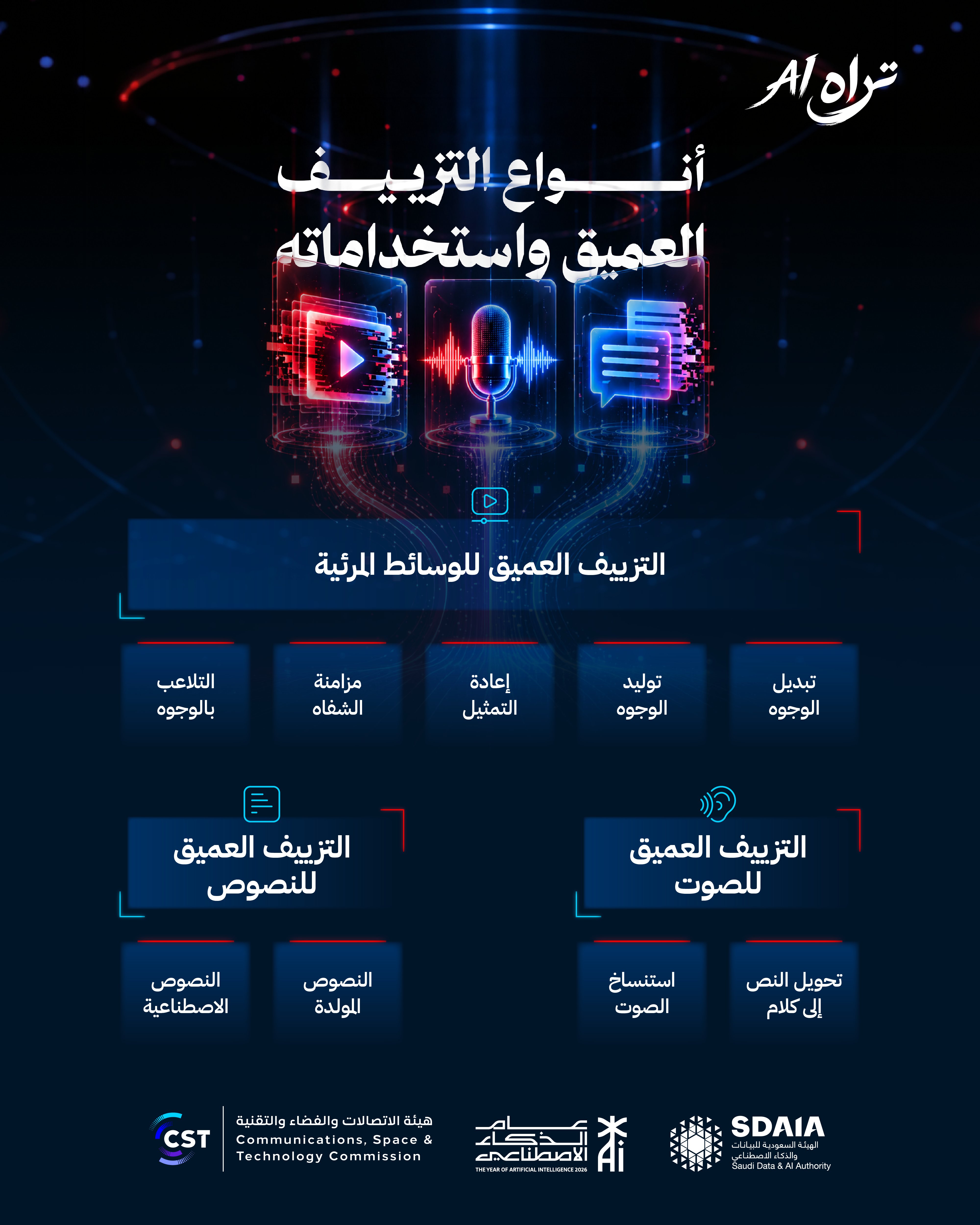 تراه AI: أنواع التزييف العميق واستخداماته